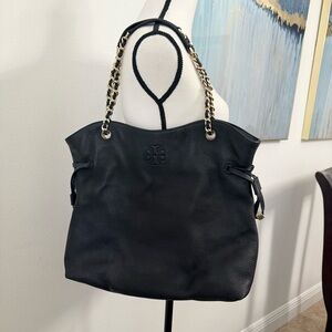 Tory Burch Black Tote with Gold Chain